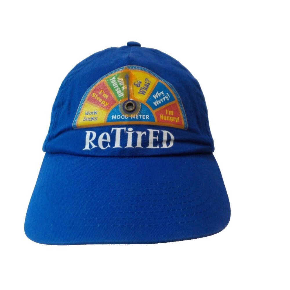Vintage Retired Funny Mood Meter Humorous Strap Back Ball Cap Hat Royal Blue